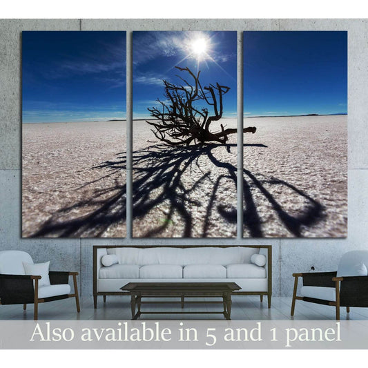 Dry tree in Salar de uyuni, Bolivia №1964 Ready to Hang Canvas Print - Zellart Canvas Prints ALL_Products, s-1964