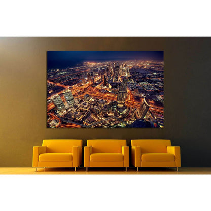 Dubai city lights. Night landscape №1437 Ready to Hang Canvas Print - Zellart Canvas Prints ALL_Products, s-1437