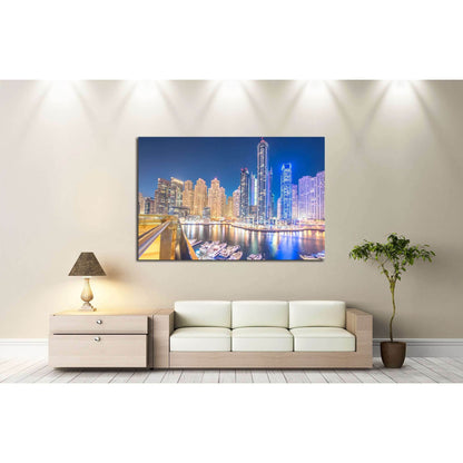Dubai. Marina district is popular residential area in Dubai №2194 Ready to Hang Canvas PrintCanvas art arrives ready to hang, with hanging accessories included and no additional framing required. Every canvas print is hand-crafted, made on-demand at our w
