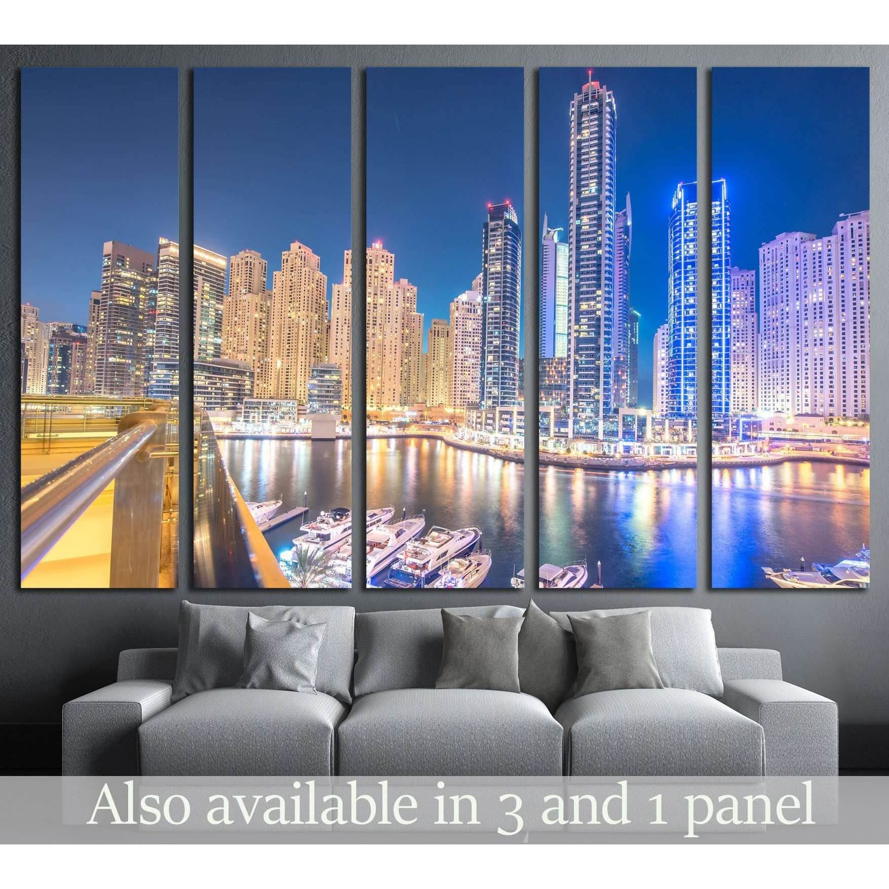 Dubai. Marina district is popular residential area in Dubai №2194 Ready to Hang Canvas PrintCanvas art arrives ready to hang, with hanging accessories included and no additional framing required. Every canvas print is hand-crafted, made on-demand at our w