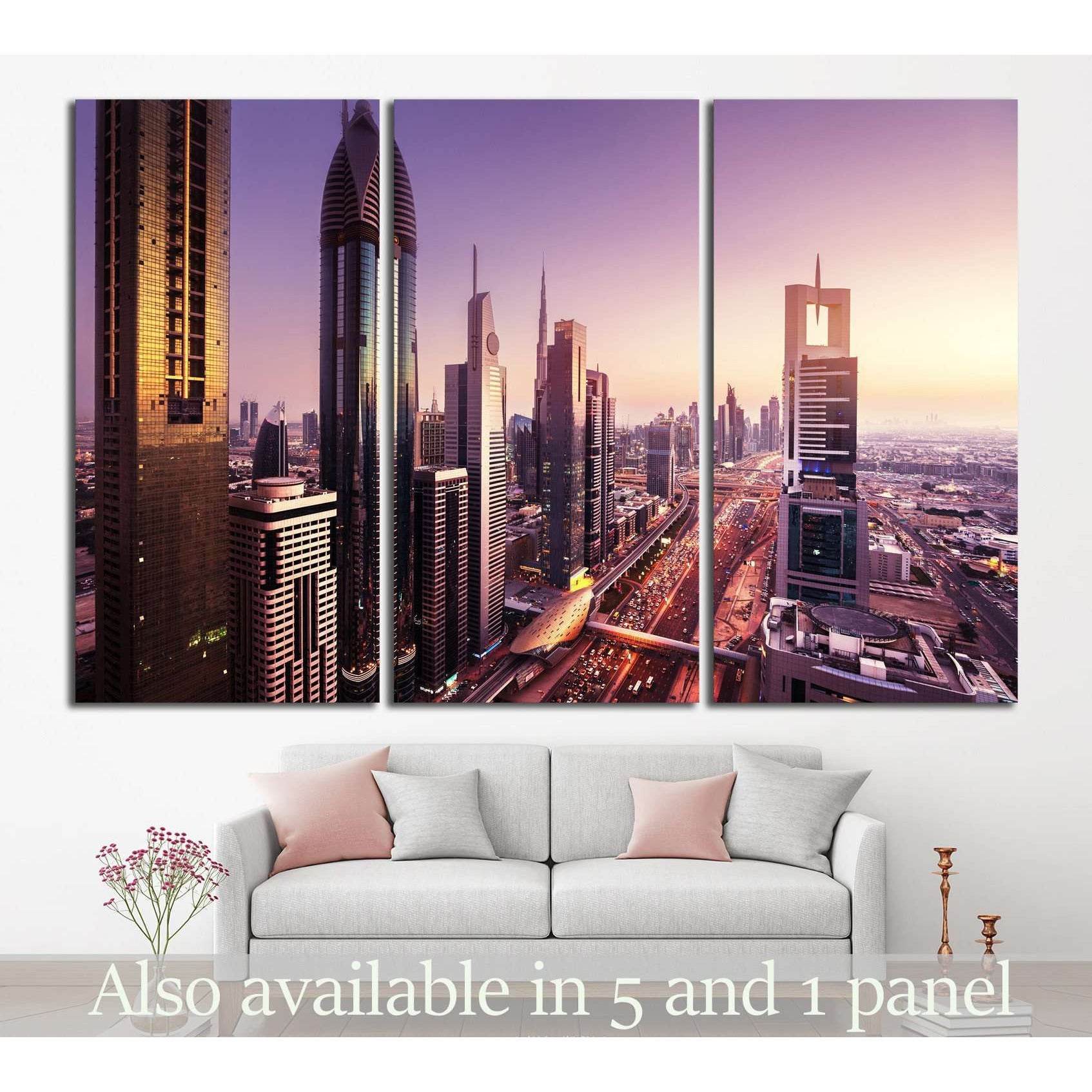 Dubai skyline, United Arab Emirates №1191 Ready to Hang Canvas Print - Zellart Canvas Prints ALL_Products, s-1191