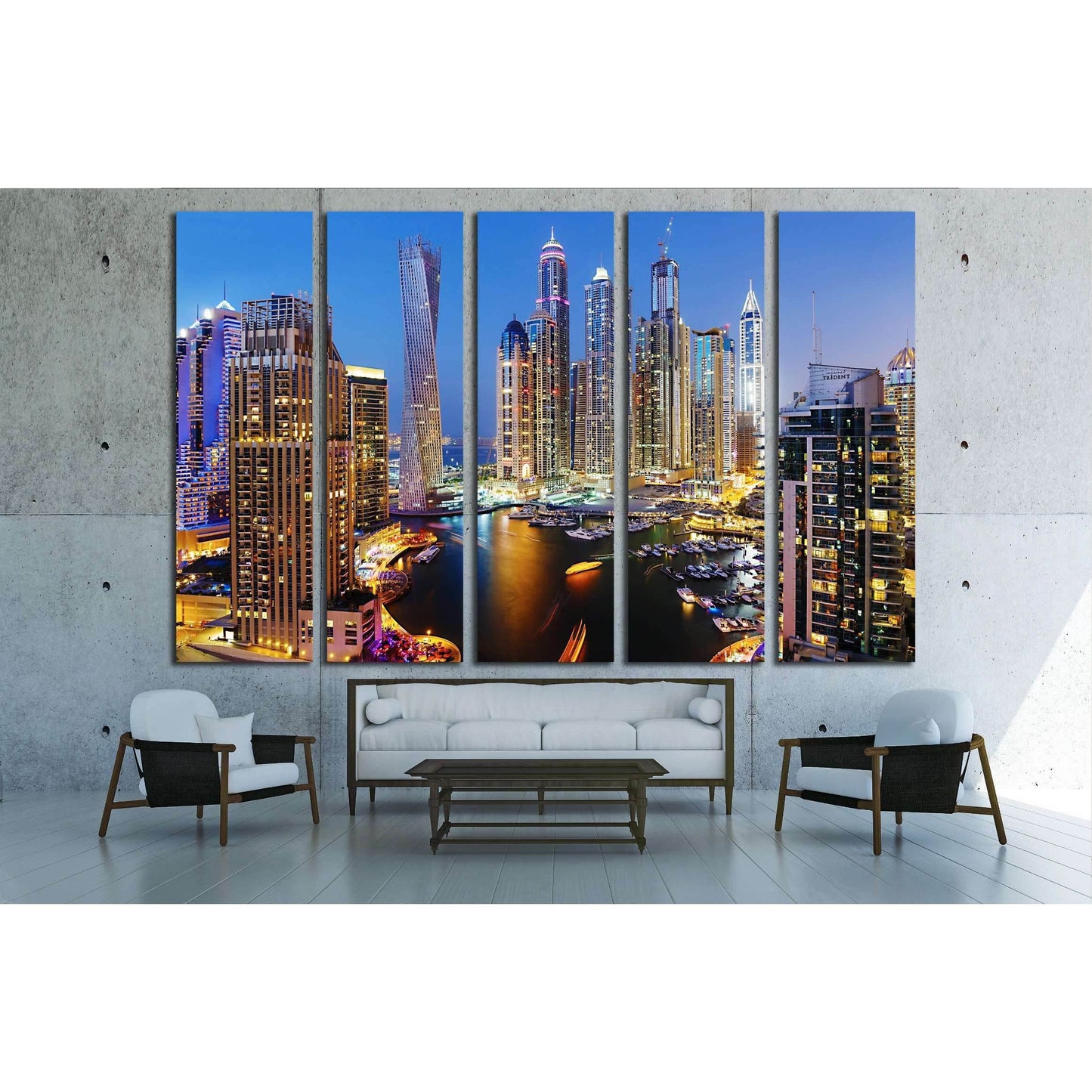 DUBAI, UAE, Dubai Marina at Dusk from the top, Persian Gulf №2265 Ready to Hang Canvas PrintCanvas art arrives ready to hang, with hanging accessories included and no additional framing required. Every canvas print is hand-crafted, made on-demand at our w