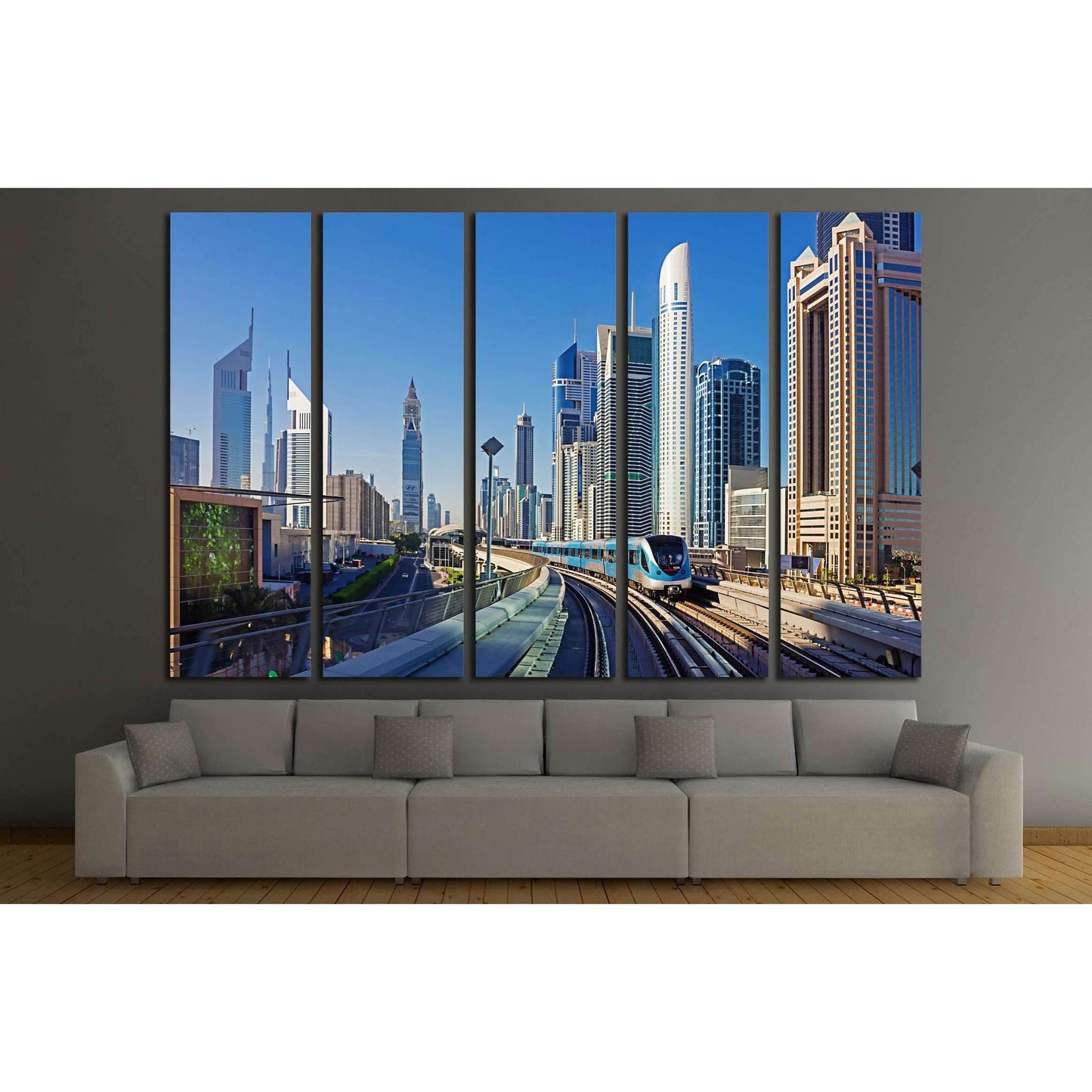DUBAI, UAE, Dubai Metro as world's longest fully automated metro network №2262 Ready to Hang Canvas Print - Zellart Canvas Prints ALL_Products, s-2262