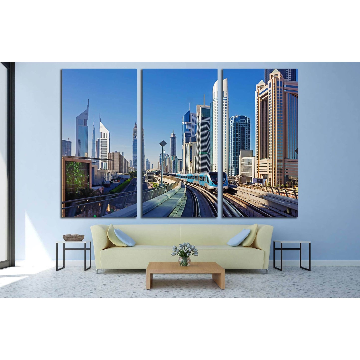DUBAI, UAE, Dubai Metro as world's longest fully automated metro network №2262 Ready to Hang Canvas Print - Zellart Canvas Prints ALL_Products, s-2262