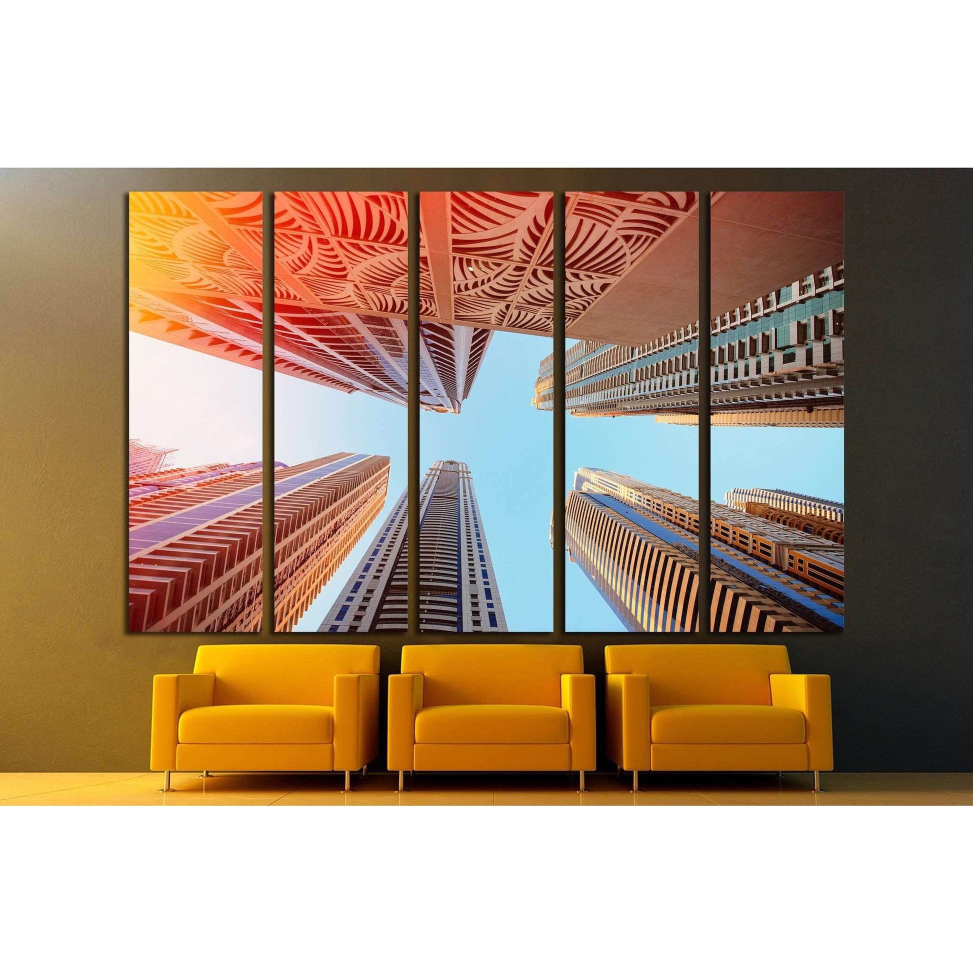 Dubai, UAE, Skyscrapers on a background of the sky in Dubai Marina №1656 Ready to Hang Canvas Print - Zellart Canvas Prints ALL_Products, s-1656