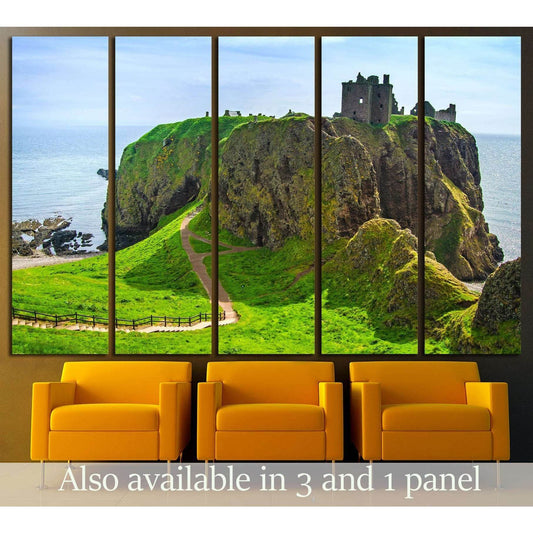 Dunnottar scottisch medieval fortress or castle. Highlands of Scotland, Uk, Europe. №2854 Ready to Hang Canvas Print - Zellart Canvas Prints ALL_Products, s-2854