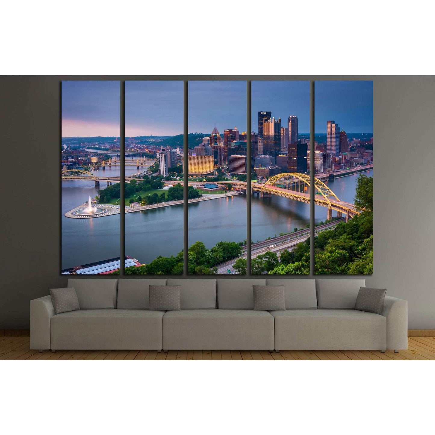 Duquesne Incline in Mount Washington, Pittsburgh, Pennsylvania №1703 Ready to Hang Canvas Print - Zellart Canvas Prints ALL_Products, s-1703