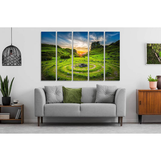 Early morning on a green hill №D1816 Ready to Hang Canvas Print - Zellart Canvas Prints 0new, ALL_Products, Sunrise & sunset wall art