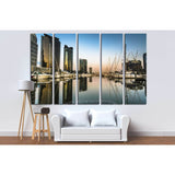 early morning sunrise reflections Melbourne docklands marina №1732 Ready to Hang Canvas Print
