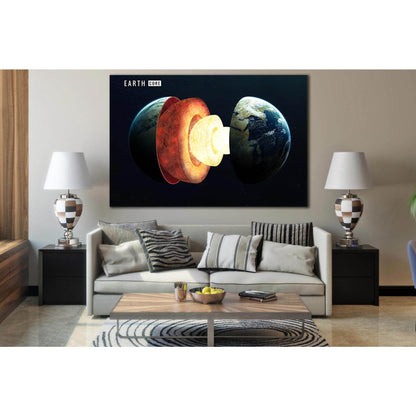 Earth Inner Structure №SL398 Ready to Hang Canvas Print - Zellart Canvas Prints 0new, ALL_Products, Astronomy & Space Canvas Wall Art