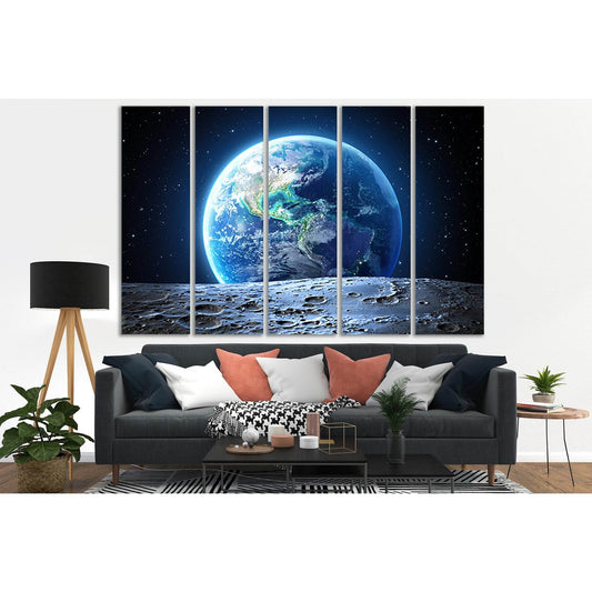 Earth View From Moon Surface №SL390 Ready to Hang Canvas Print - Zellart Canvas Prints 0new, ALL_Products, Astronomy & Space Canvas Wall Art