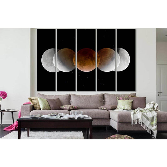 Eclipse Of The Moon №SL990 Ready to Hang Canvas Print - Zellart Canvas Prints 0new, ALL_Products, Astronomy & Space Canvas Wall Art
