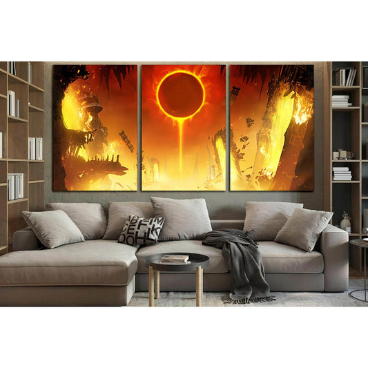 Eclipse Of The Yellow Sun №SL1218 Ready to Hang Canvas Print - Zellart Canvas Prints 0new, ALL_Products, Fantasy And Sci Fi Wall Art