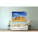 Egypt. Cairo, pyramids from the Giza Plateau,Pyramid of Menkaure, Khafre and Chufu №2162 Ready to Hang Canvas Print
