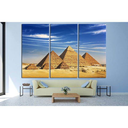 Egypt. Cairo, pyramids from the Giza Plateau,Pyramid of Menkaure, Khafre and Chufu №2162 Ready to Hang Canvas PrintCanvas art arrives ready to hang, with hanging accessories included and no additional framing required. Every canvas print is hand-crafted,