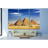 Egypt. Cairo, pyramids from the Giza Plateau,Pyramid of Menkaure, Khafre and Chufu №2162 Ready to Hang Canvas Print