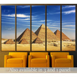 Egypt. Cairo, pyramids from the Giza Plateau,Pyramid of Menkaure, Khafre and Chufu №2162 Ready to Hang Canvas Print