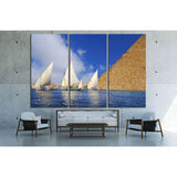Egyptian Abstraction - Falukas on the Nile and Egyptian Pyramid fantasy №2136 Ready to Hang Canvas Print