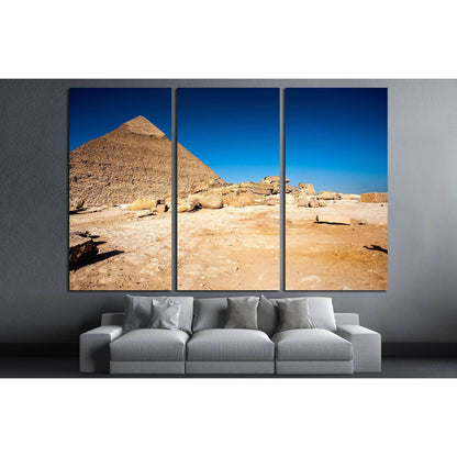 Egyptian Pyramids of Giza and the tomb of the Fourth-Dynasty pharaoh Khafre №3211 Ready to Hang Canvas PrintCanvas art arrives ready to hang, with hanging accessories included and no additional framing required. Every canvas print is hand-crafted, made on