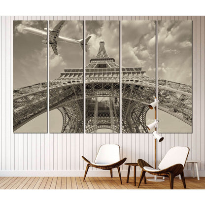 Eiffel Tower and Airplane №3005 Ready to Hang Canvas Print - Zellart Canvas Prints ALL_Products, z-3005