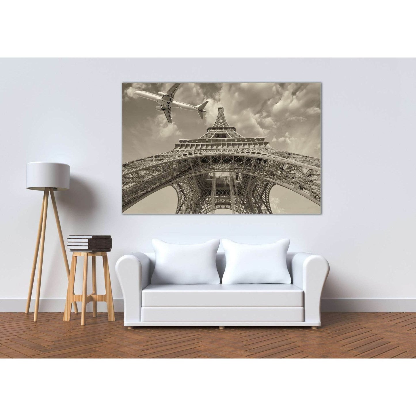 Eiffel Tower and Airplane №3005 Ready to Hang Canvas Print - Zellart Canvas Prints ALL_Products, z-3005
