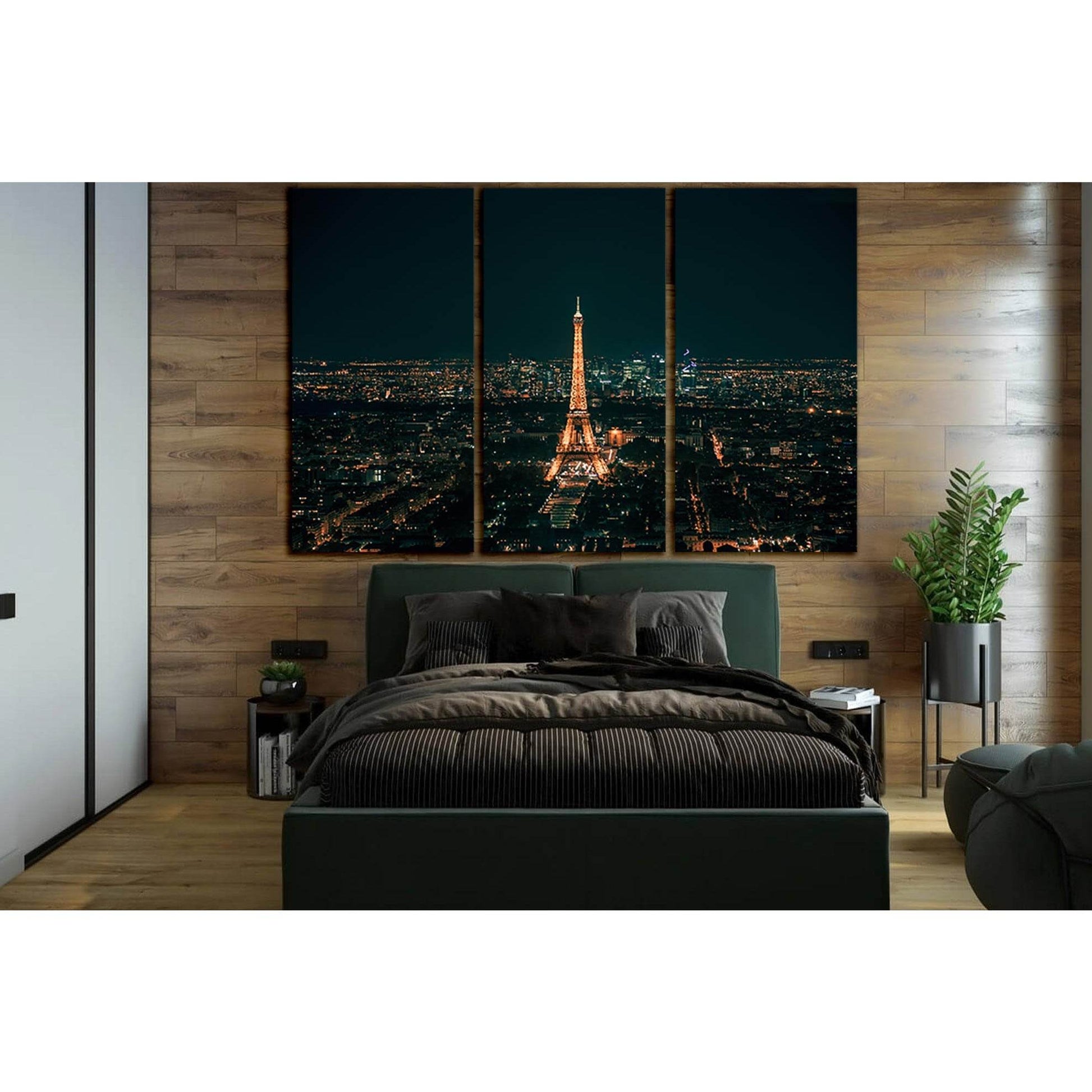 Eiffel Tower At Night Paris №SL1403 Ready to Hang Canvas Print - Zellart Canvas Prints 0new, ALL_Products, Architecture