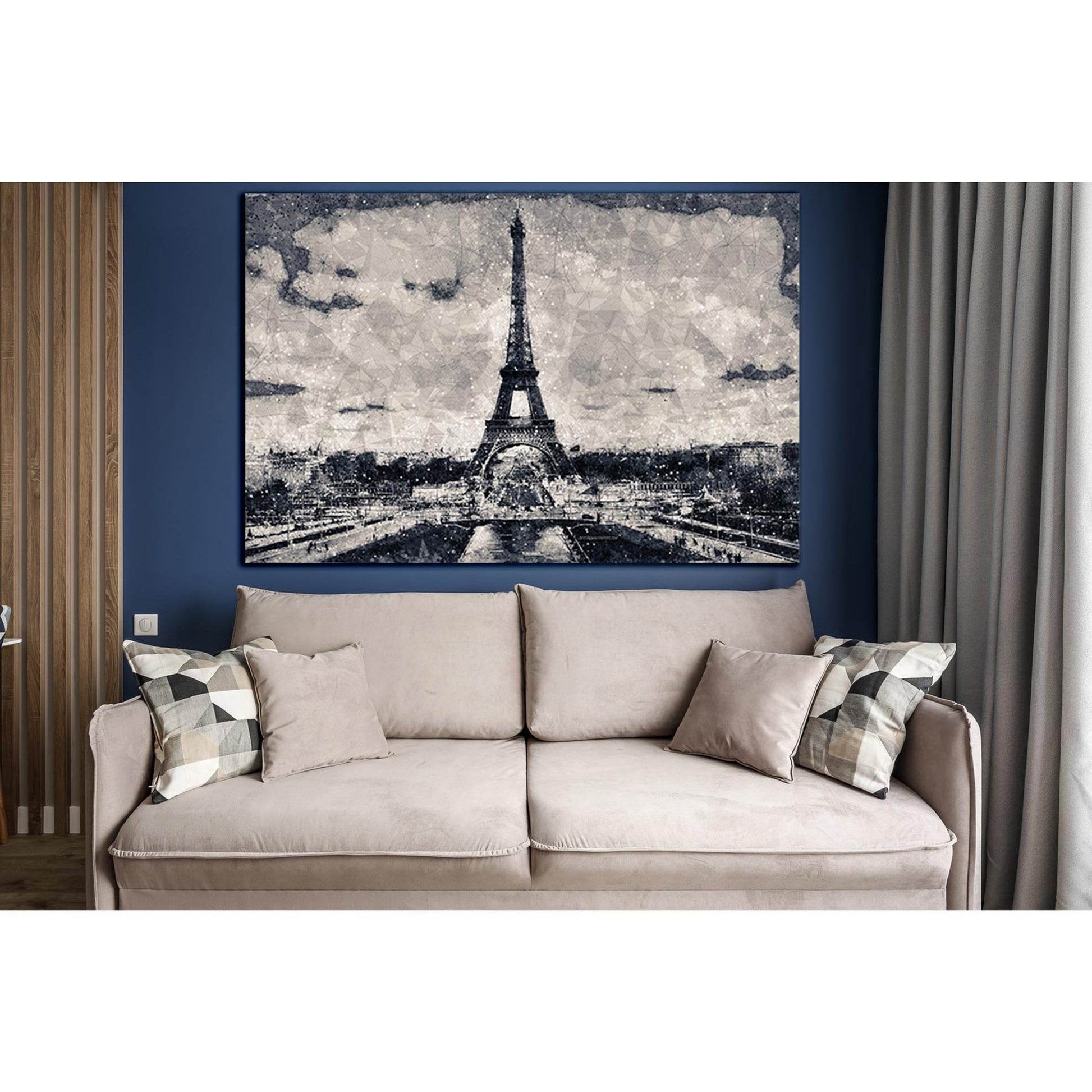 Eiffel Tower Creative Geometric Cityscape №SL1465 Ready to Hang Canvas Print - Zellart Canvas Prints 0new, ALL_Products, CITYSCAPES & SKYLINES