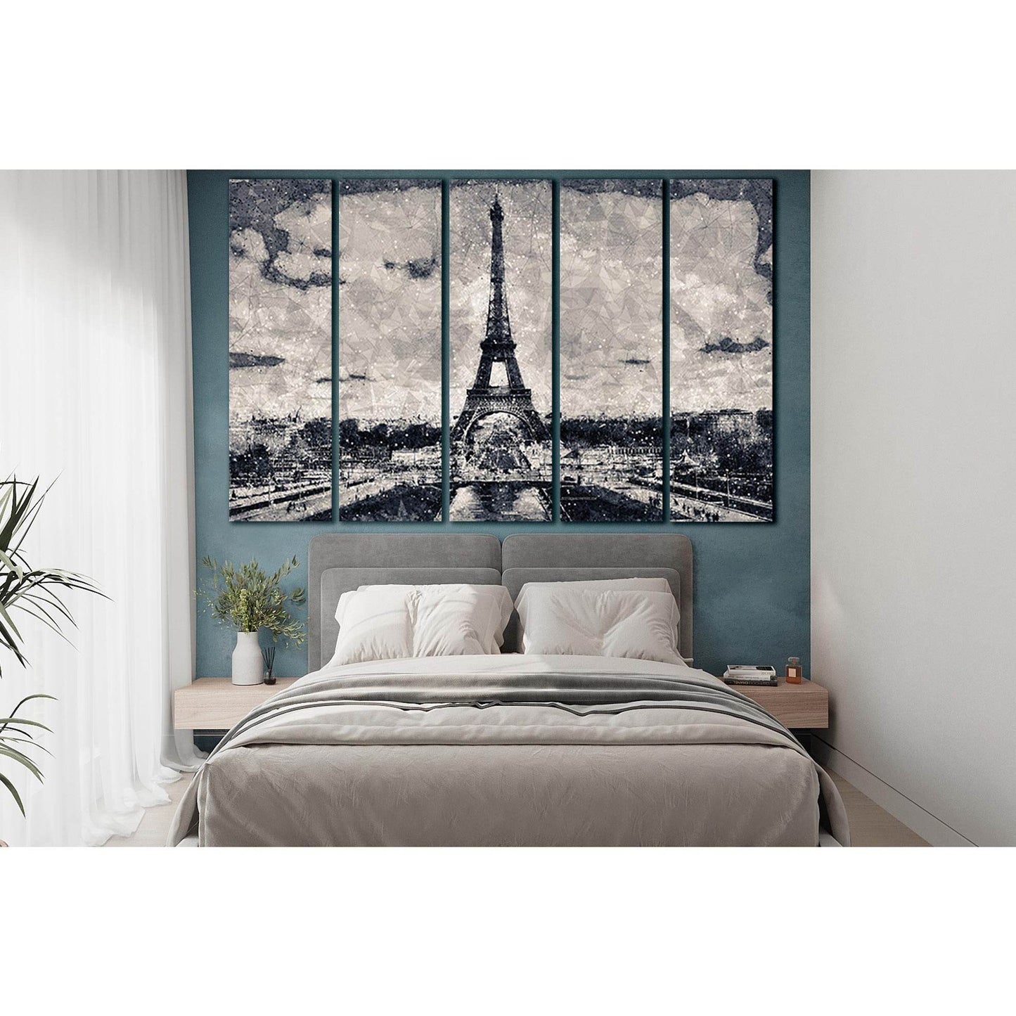 Eiffel Tower Creative Geometric Cityscape №SL1465 Ready to Hang Canvas Print - Zellart Canvas Prints 0new, ALL_Products, CITYSCAPES & SKYLINES