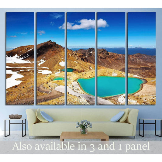 Tongariro Emerald Lakes canvas print with turquoise crater lakes and volcanic mountains