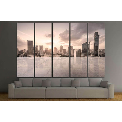 Empty floor with modern skyline and buildings №3001 Ready to Hang Canvas PrintCanvas art arrives ready to hang, with hanging accessories included and no additional framing required. Every canvas print is hand-crafted, made on-demand at our workshop and ex