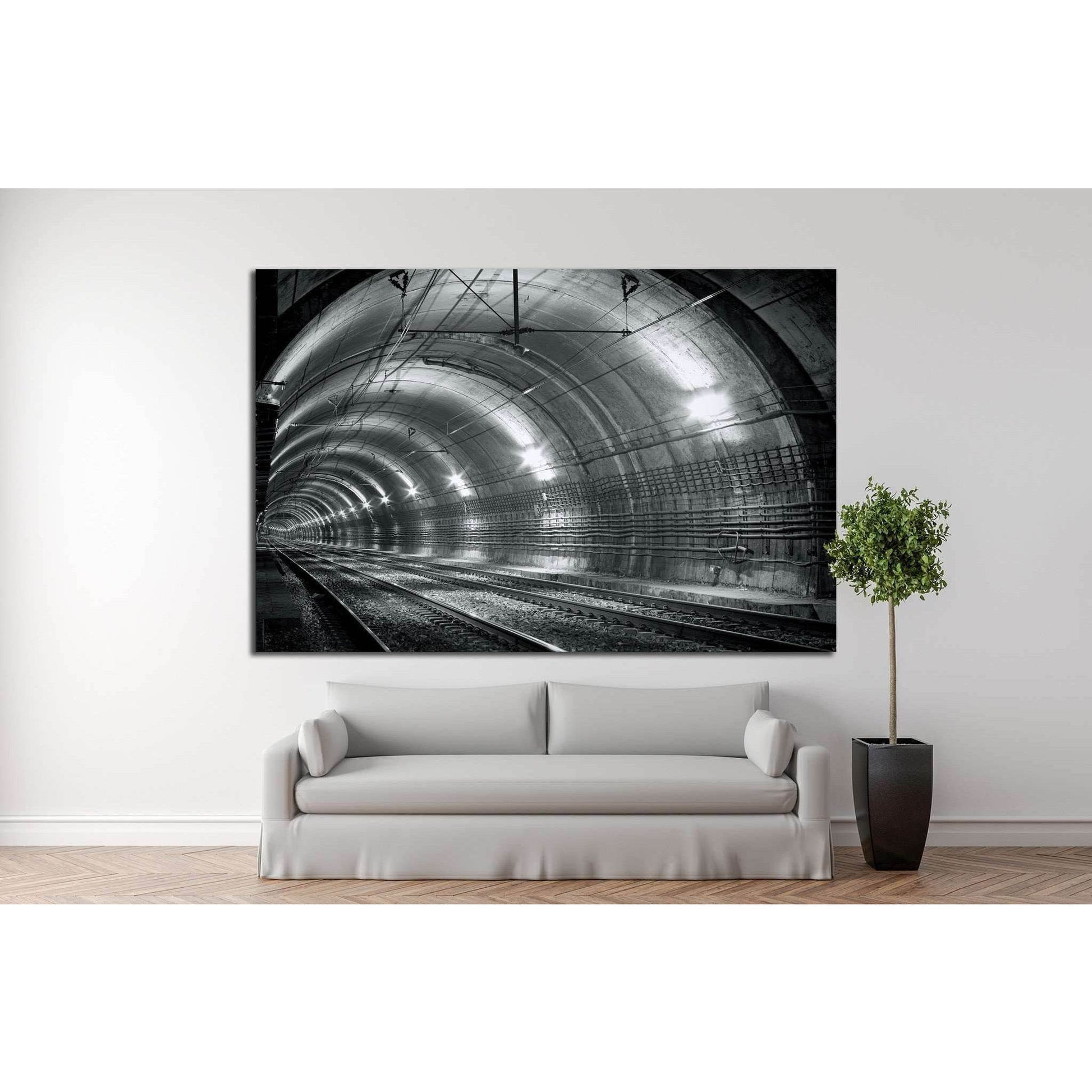 Empty subway tunnel №1310 Ready to Hang Canvas Print - Zellart Canvas Prints ALL_Products, s-1310