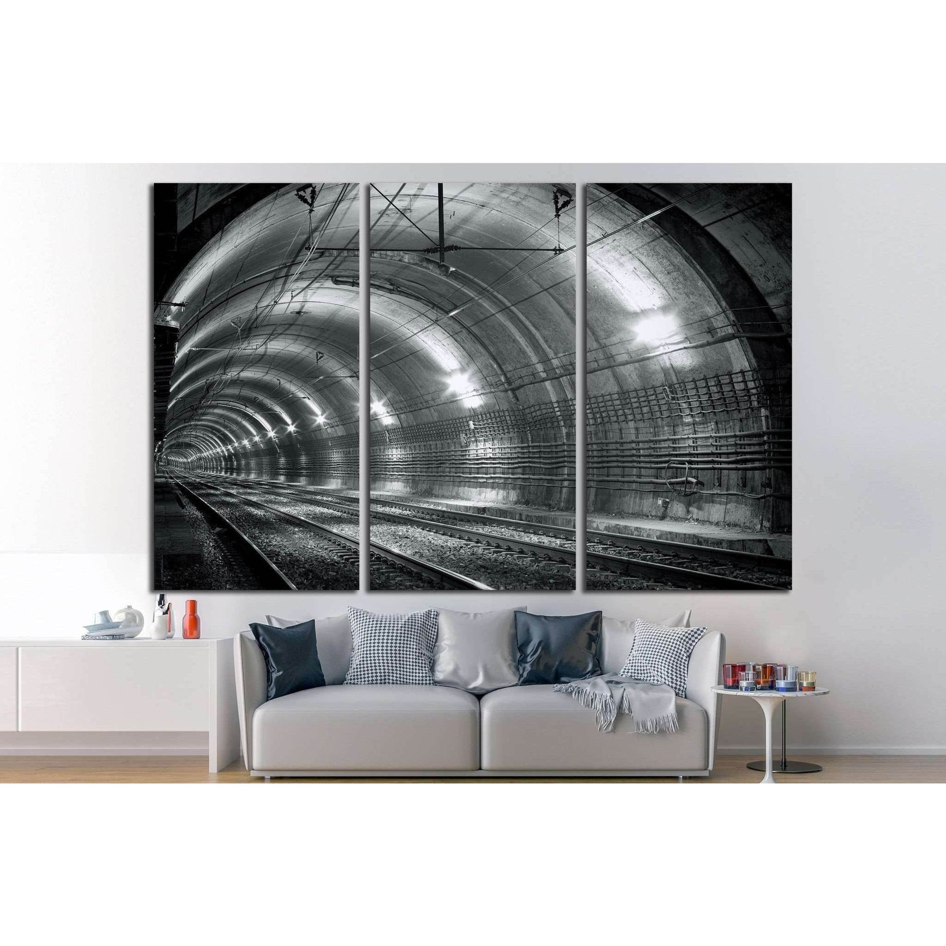 Empty subway tunnel №1310 Ready to Hang Canvas Print - Zellart Canvas Prints ALL_Products, s-1310