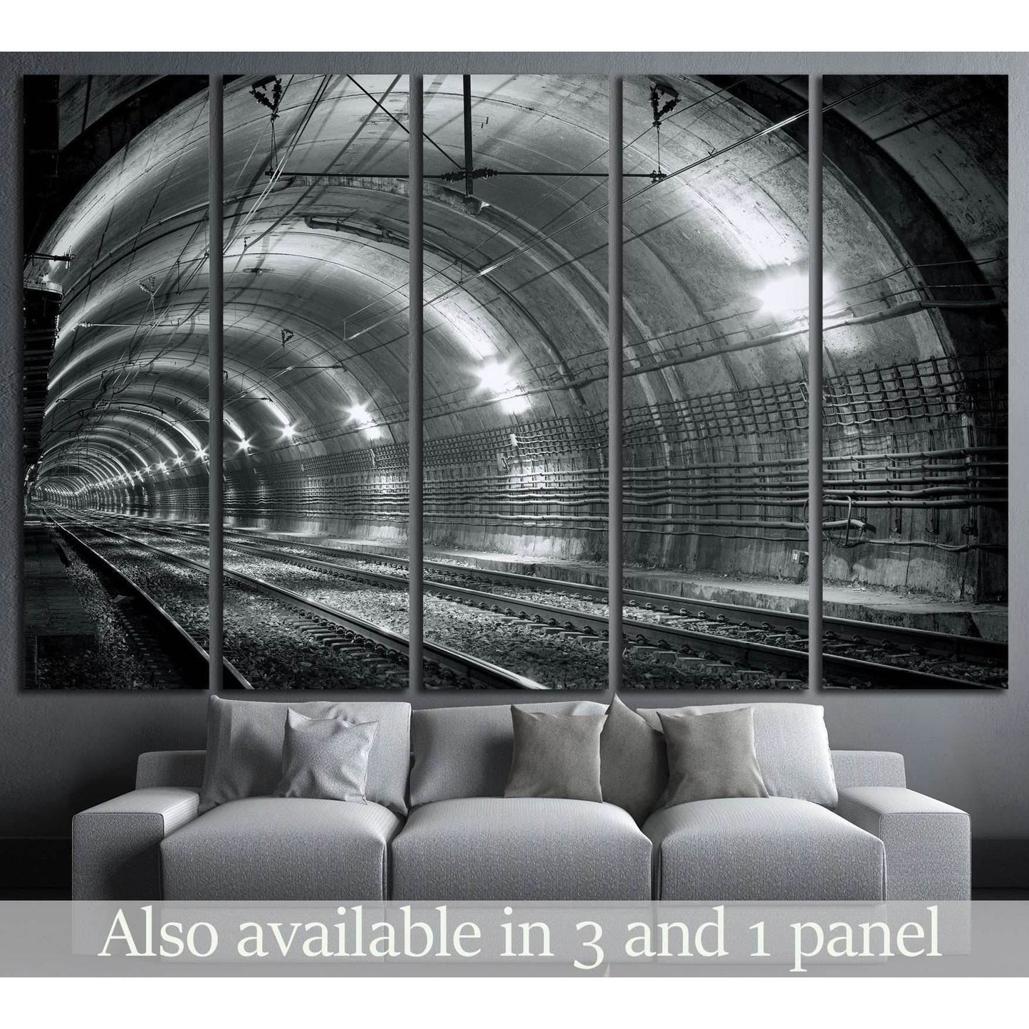 Empty subway tunnel №1310 Ready to Hang Canvas Print - Zellart Canvas Prints ALL_Products, s-1310
