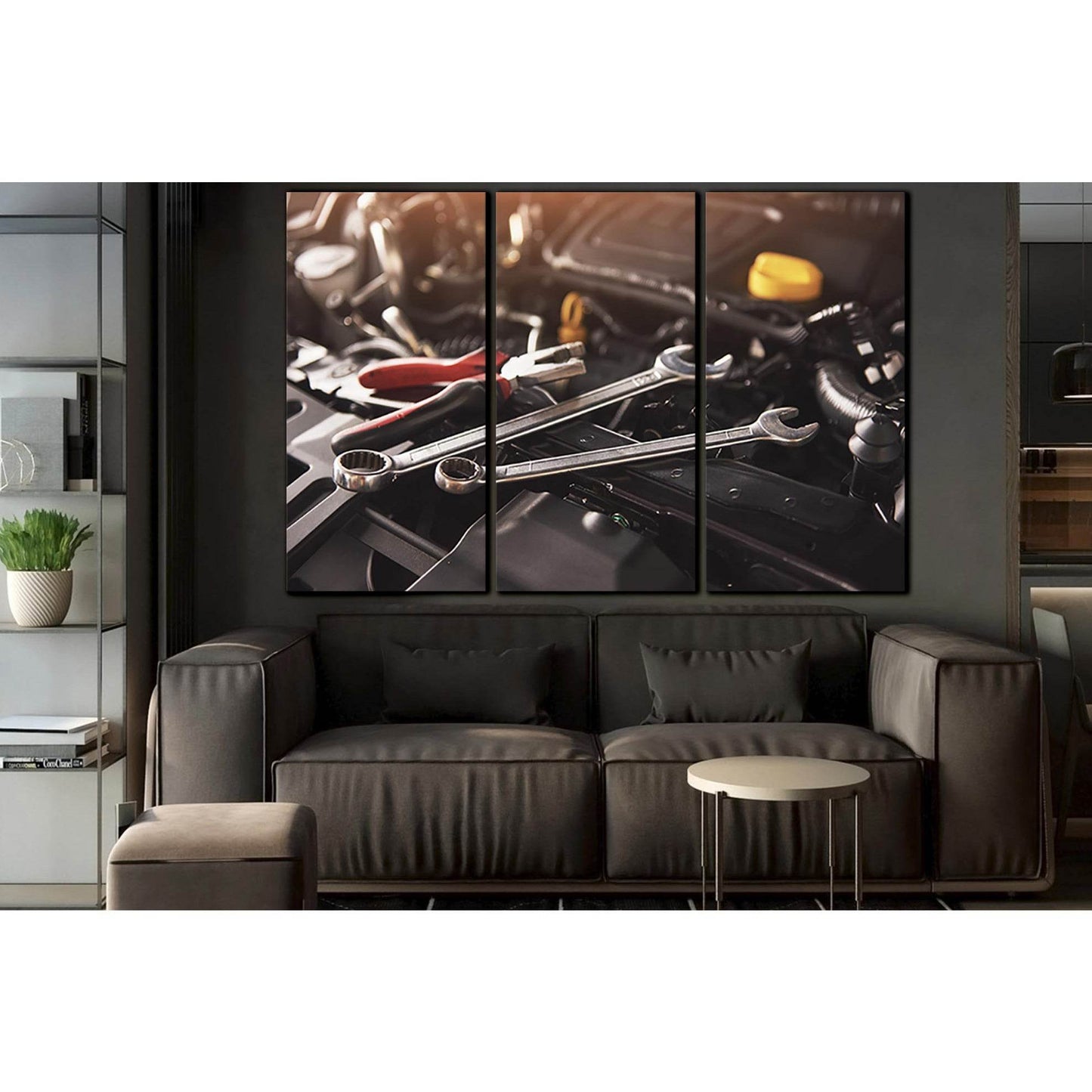 Engine In Service Garage №SL1450 Ready to Hang Canvas Print - Zellart Canvas Prints 0new, ALL_Products, Engine