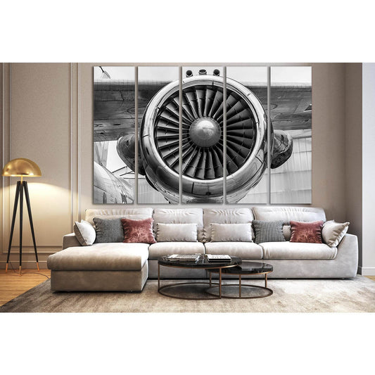 Engine Of Passenger Airplane №SL746 Ready to Hang Canvas Print - Zellart Canvas Prints 0new, ALL_Products, Engine, Engines Wall Art