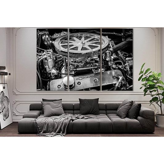 Engine Of Sports Car Chevrolet №SL762 Ready to Hang Canvas Print - Zellart Canvas Prints 0new, ALL_Products, Engine, Engines Wall Art