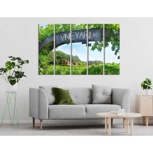 Entrance To A Vineyard On A Sunny Day №04216 Ready to Hang Canvas Print - Zellart Canvas Prints ALL_Products