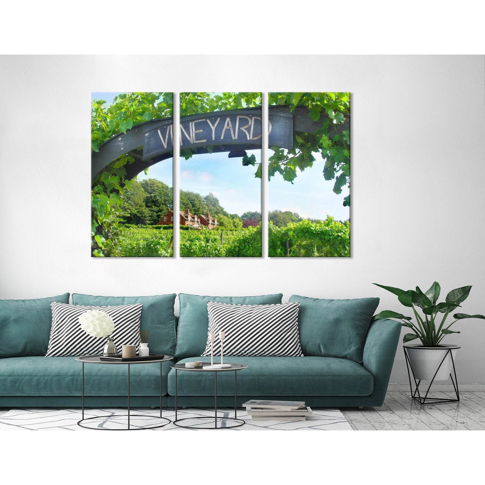 Entrance To A Vineyard On A Sunny Day №04216 Ready to Hang Canvas Print - Zellart Canvas Prints ALL_Products