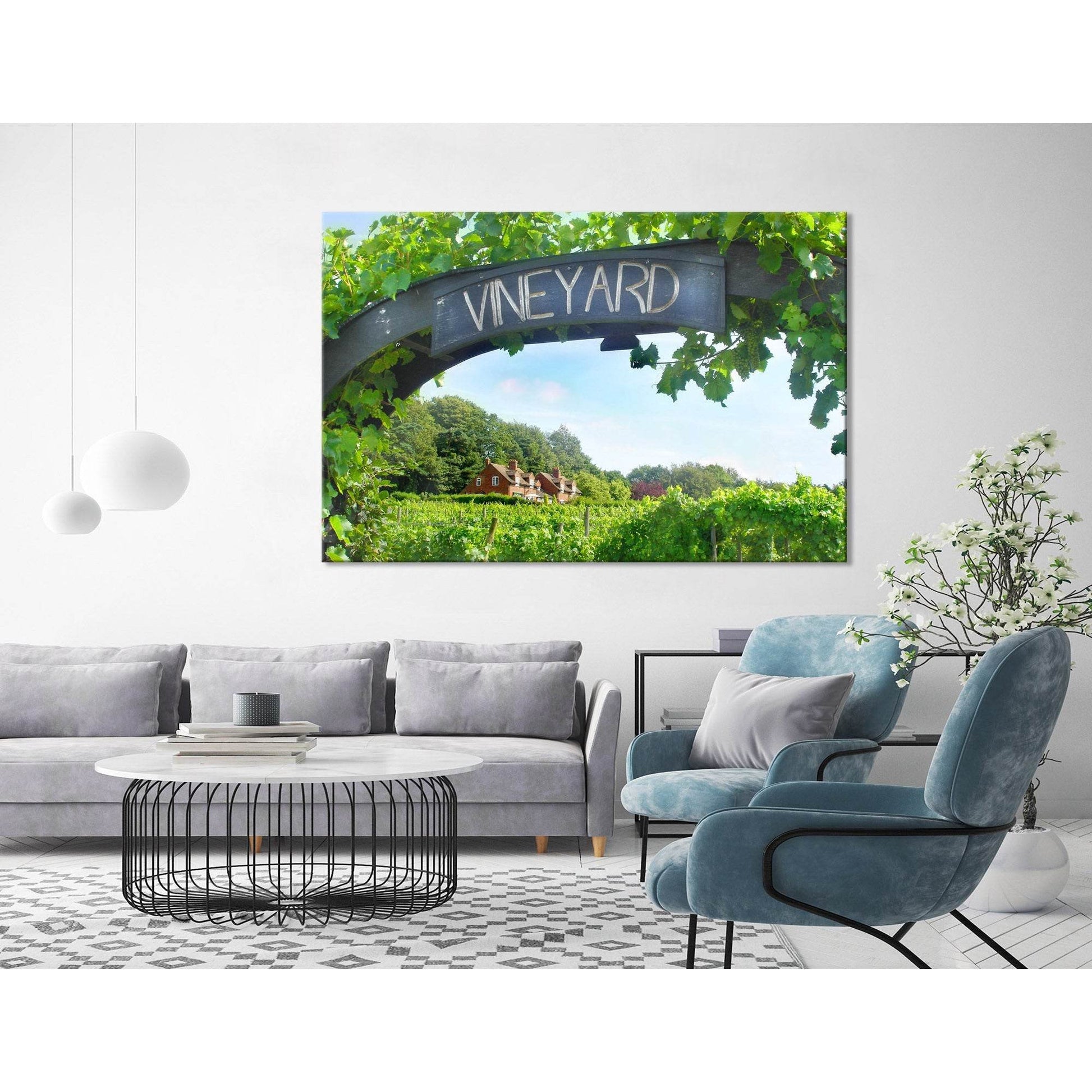 Entrance To A Vineyard On A Sunny Day №04216 Ready to Hang Canvas Print - Zellart Canvas Prints ALL_Products