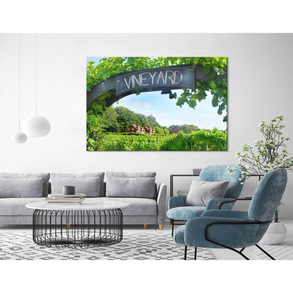 Entrance To A Vineyard On A Sunny Day №04216 Ready to Hang Canvas Print - Zellart Canvas Prints ALL_Products