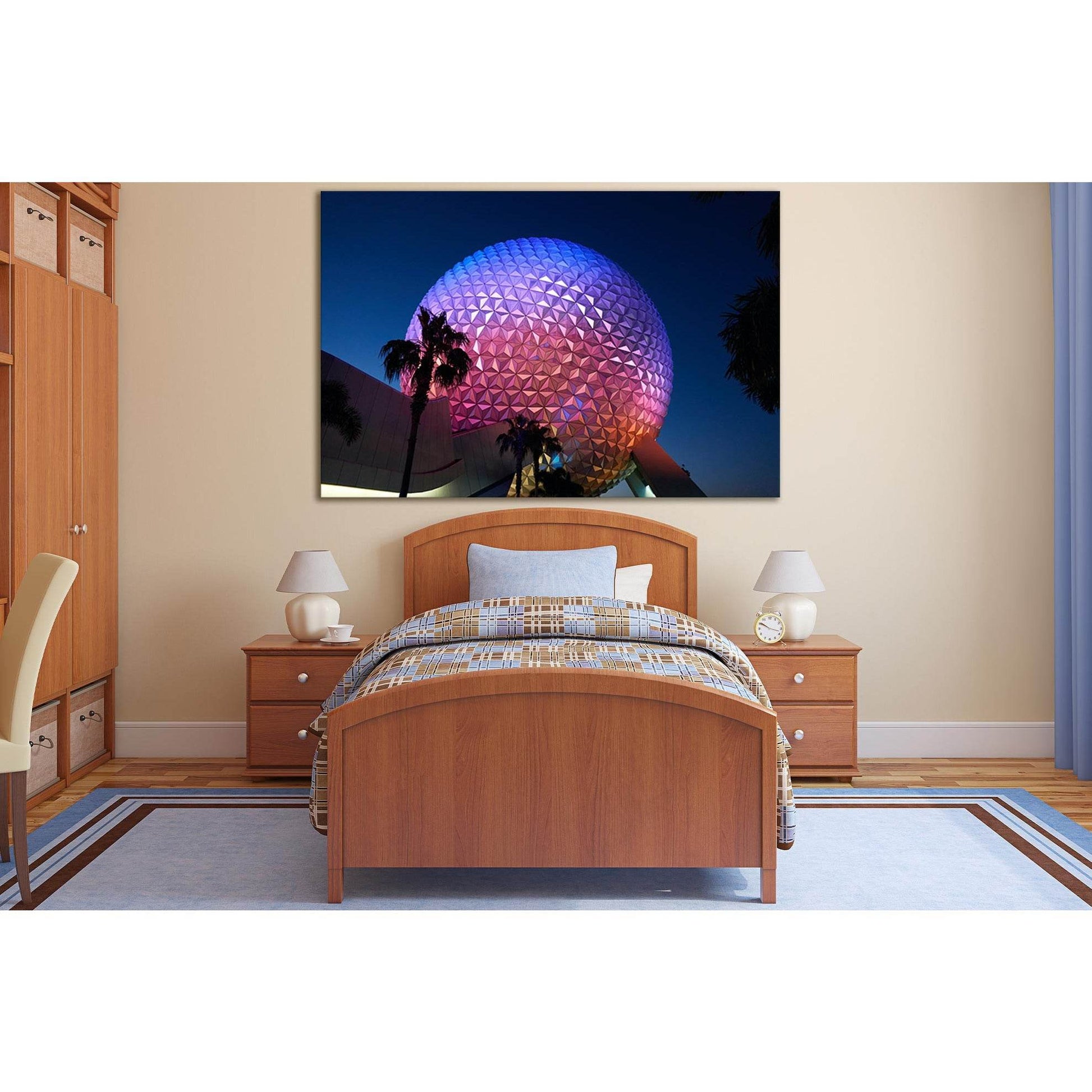Epcots Spaceship Earth At Night №SL1401 Ready to Hang Canvas Print - Zellart Canvas Prints 0new, ALL_Products, Architecture