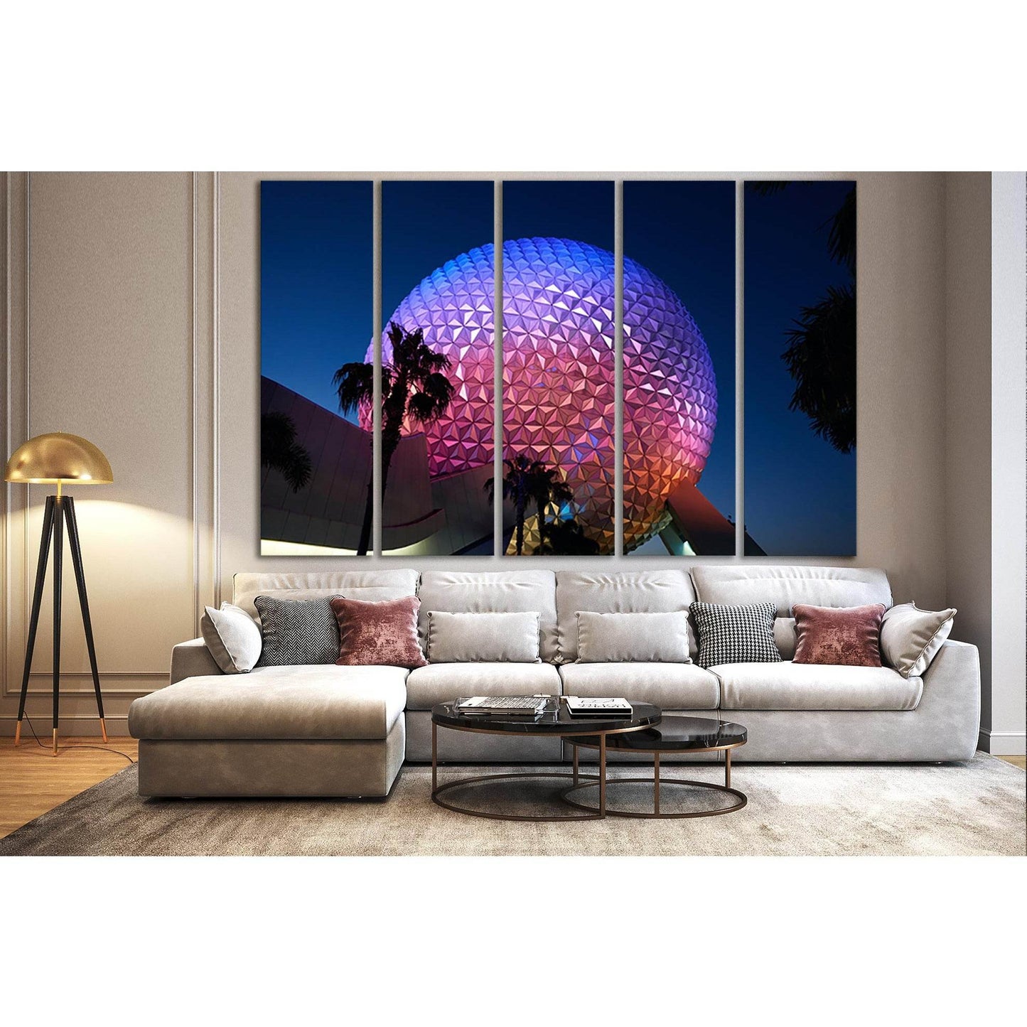 Epcots Spaceship Earth At Night №SL1401 Ready to Hang Canvas Print - Zellart Canvas Prints 0new, ALL_Products, Architecture