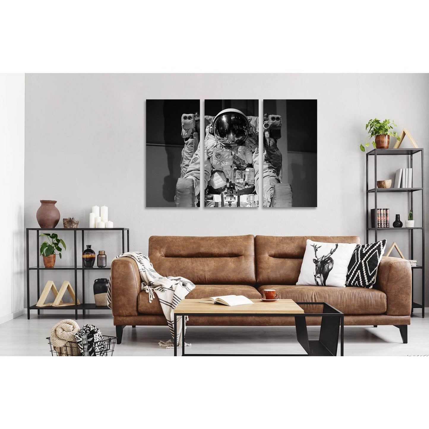 Equipped astronaut №D2815 Ready to Hang Canvas Print - Zellart Canvas Prints 0new, ALL_Products, Black & White Wall Art