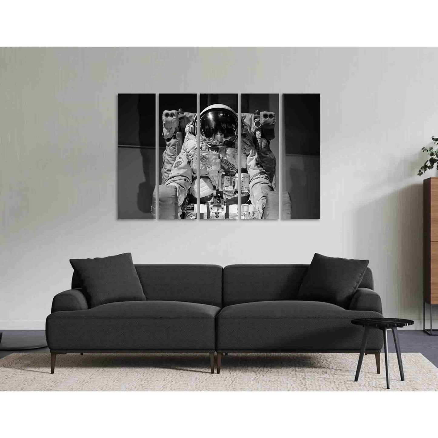 Equipped astronaut №D2815 Ready to Hang Canvas Print - Zellart Canvas Prints 0new, ALL_Products, Black & White Wall Art