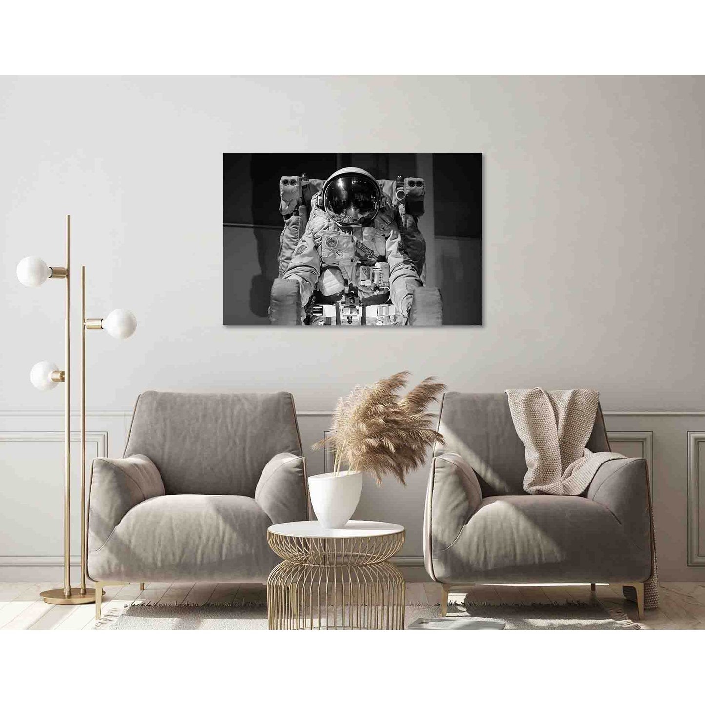 Equipped astronaut №D2815 Ready to Hang Canvas Print - Zellart Canvas Prints 0new, ALL_Products, Black & White Wall Art