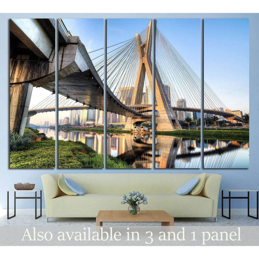 Estaiada Bridge, Sao Paulo, Brazil, South America №1513 Ready to Hang Canvas Print - Zellart Canvas Prints ALL_Products, s-1513