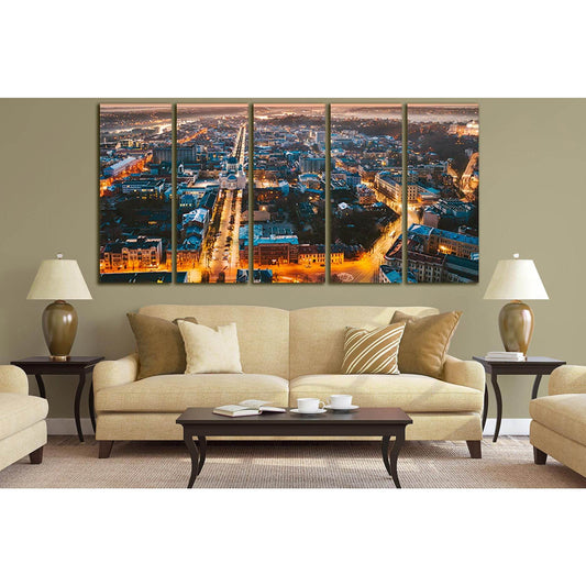 Evening Lithuania Kaunas №SL355 Ready to Hang Canvas Print - Zellart Canvas Prints 0new, ALL_Products, Cityscapes & Skylines