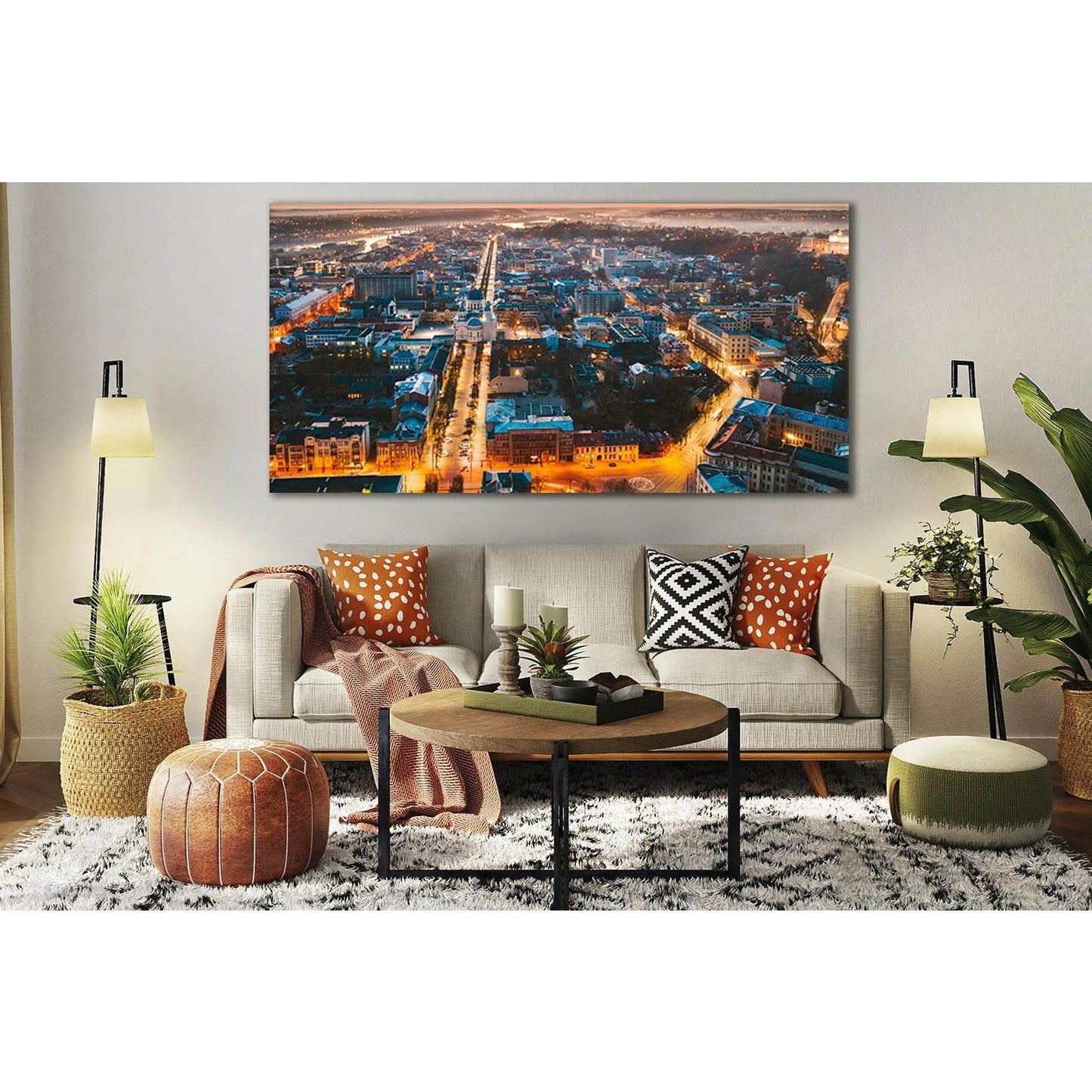 Evening Lithuania Kaunas №SL355 Ready to Hang Canvas Print - Zellart Canvas Prints 0new, ALL_Products, Cityscapes & Skylines
