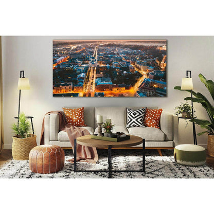Evening Lithuania Kaunas №SL355 Ready to Hang Canvas Print - Zellart Canvas Prints 0new, ALL_Products, Cityscapes & Skylines