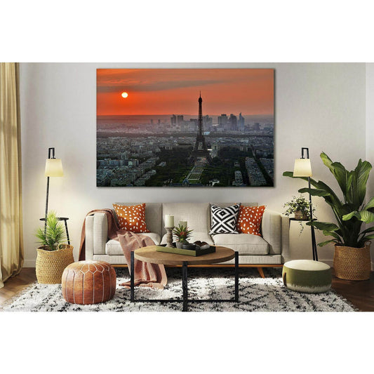 Evening Paris Sunset №SL223 Ready to Hang Canvas Print - Zellart Canvas Prints 0new, ALL_Products, SUNRISE & SUNSET WALL ART